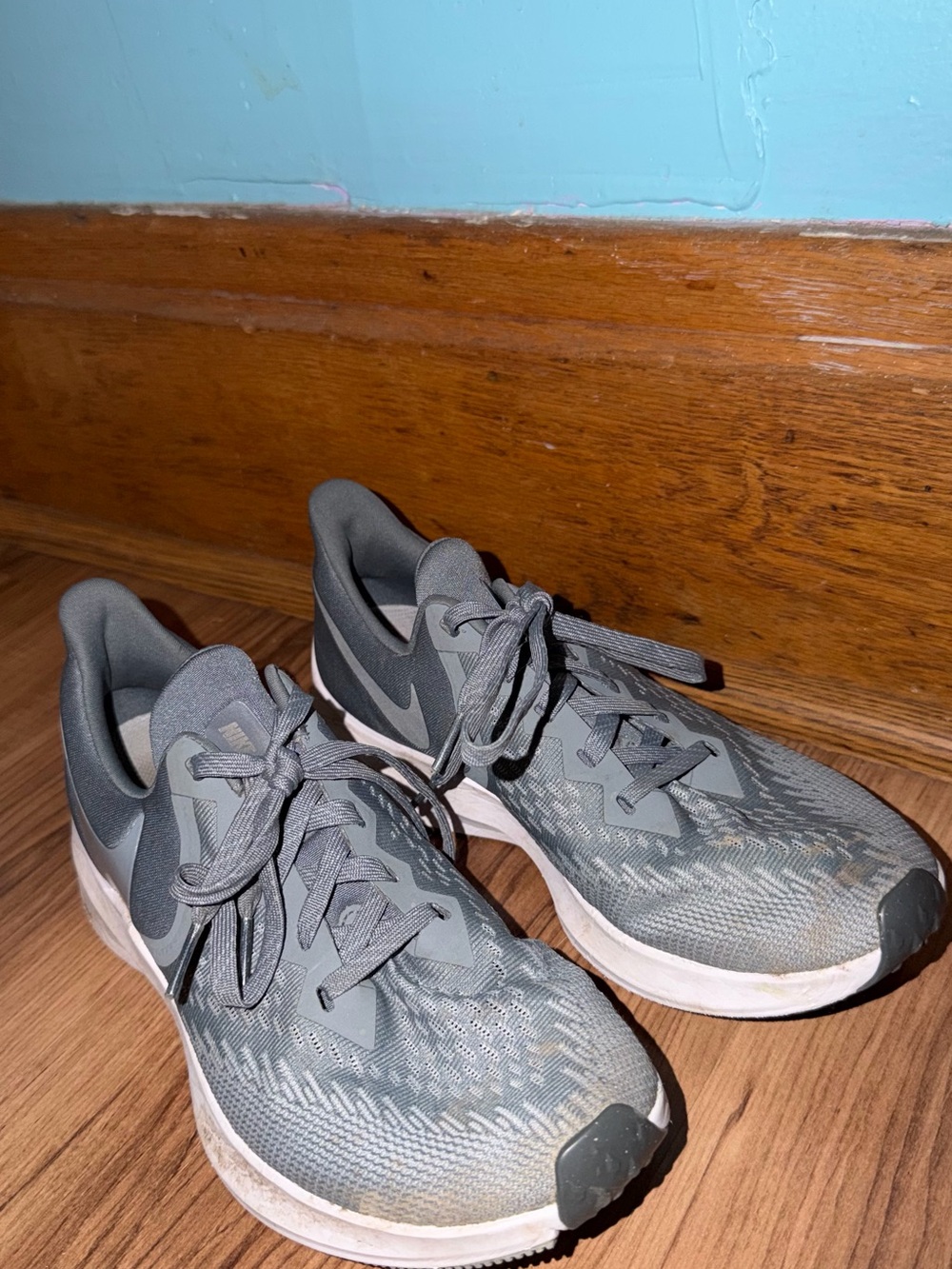 Nike Gray and White Mesh Running Sneakers